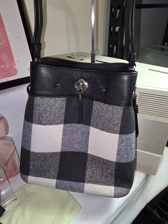 kate spade Marti Gingham Plaid Drawstring Bucket Bag - Picture 2 of 13